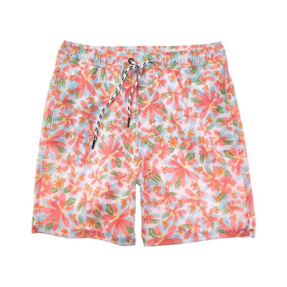 Snapper Rock Mens  Hawaiian Luau Sustainable Swim Short, White